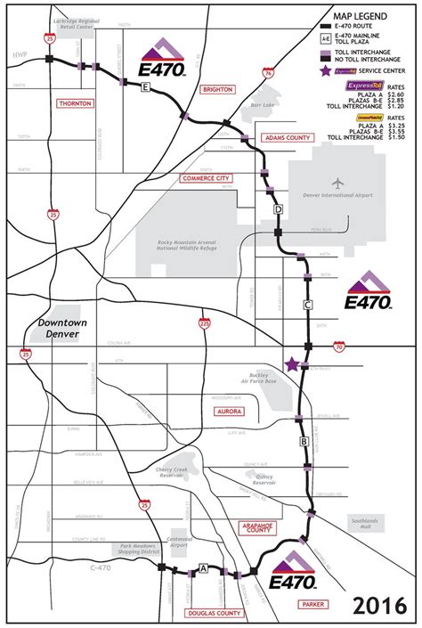 E 470 toll map - Express Lanes are offered next to the free general purpose lanes to provide drivers with a choice and an option of reliable travel time, but it’s not safe to use Express Lanes as a passing lane. While it might be tempting to use the Switchable HOV Transponder to avoid paying tolls, it is important to remember there is enforcement on the roadway.
